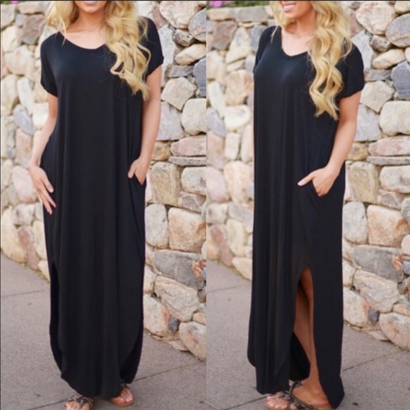 Dresses & Skirts - Oversized loose fit Maxi dress slit pockets sexy